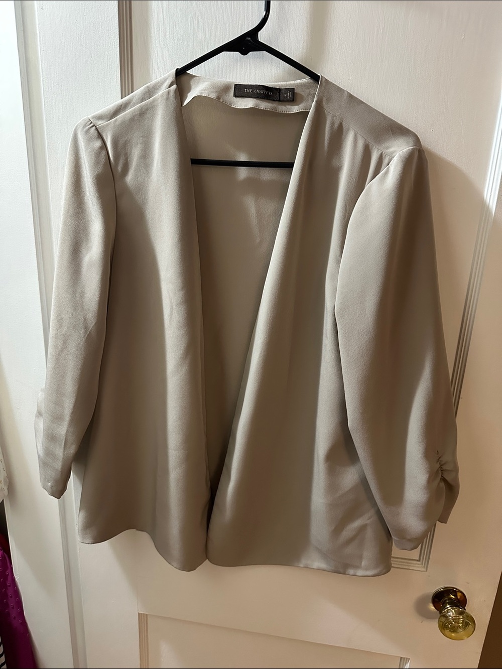 The Limited Light Beige Drape Open-Front Blazer